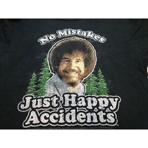 Bob Ross Shirt Adult Medium Graphic Print No Mistakes T-Shirt Short Sleeve Mens‎